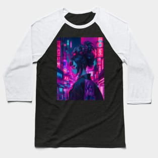 Neon Japanese princess in cyberpunk Baseball T-Shirt